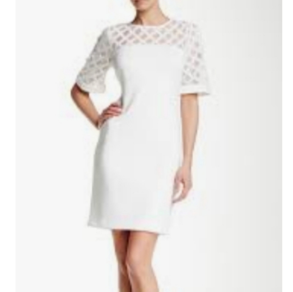 Studio One White Lace Yoke Mini Dress